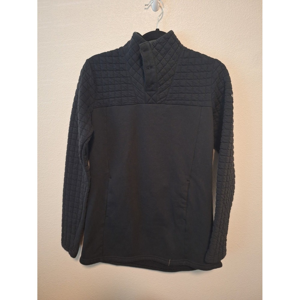 Columbia Womens Black Quilted Mock Neck Button Pullover Sweater Size Medium